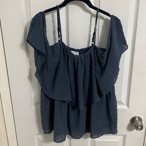 Sun and shadow flowy off the shoulder top